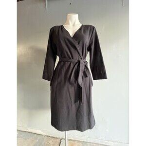 Wendy Williams Dress womens size XL Black knit kneee length wrap